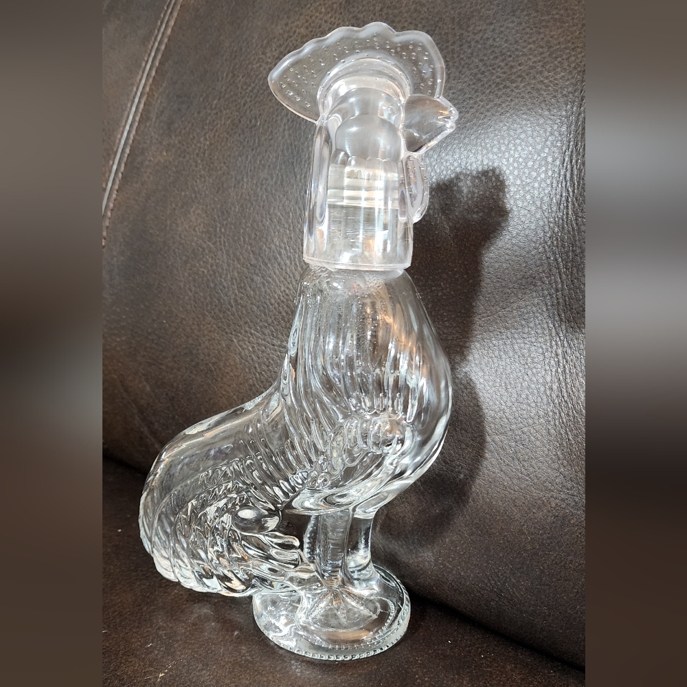 Clear Glass Rooster Container